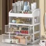 PTBSZCWY Makeup Organizer with 3 Drawers, Cosmetic Display Cases, Makeup Storage Box (3 Drawers)