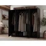 Palace Imports 100% Solid Wood Cosmo 4-Door Wardrobe with Solid Wood or Mirrored Doors