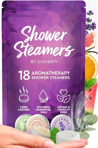 Cleverfy Shower Steamers Aromatherapy 18 Pack of Shower Bombs with Essential Oils. Personal Care and Relaxation Birthday Gifts for Women and Men