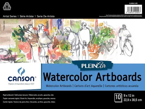 Artist Series Plein Air Watercolor Paper Fold Over Art Board 9x12 inches 10 S...