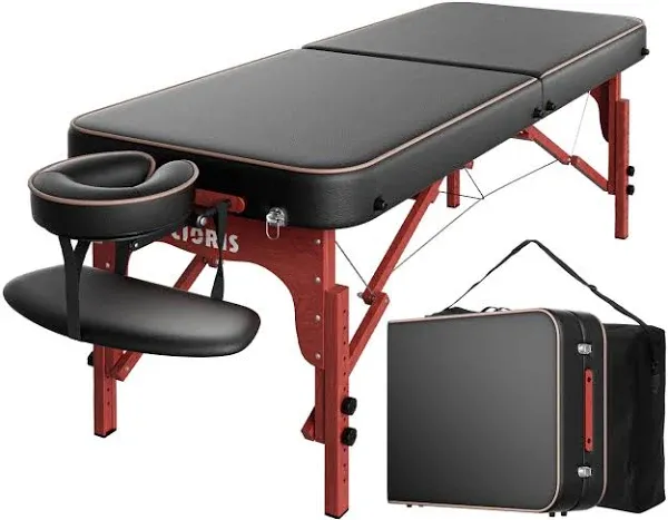 Cloris 84" Professional Massage Table Portable Reinforced Wooden Leg Hold Up to 1100lbs 2 Folding Lightweight Spa Salon Tattoo Massage Bed Height