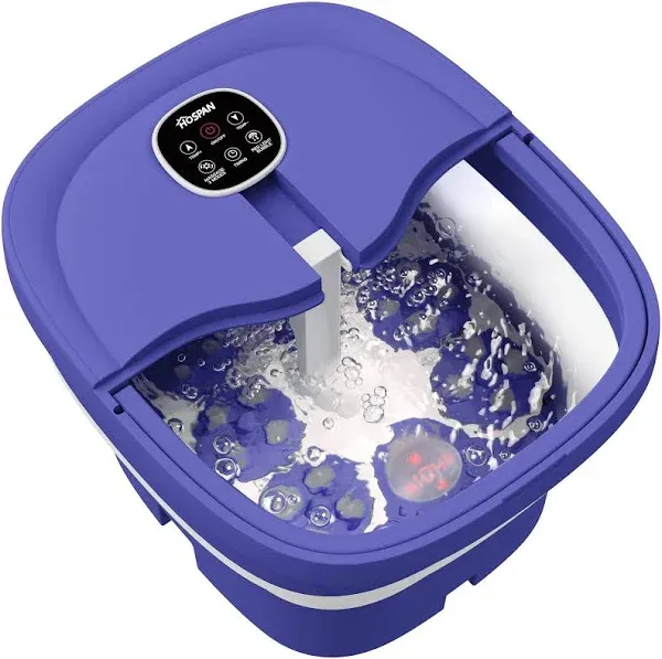 Hospan Collapsible Foot Spa - Electric Heated Bubble Rotary Massage - Blue