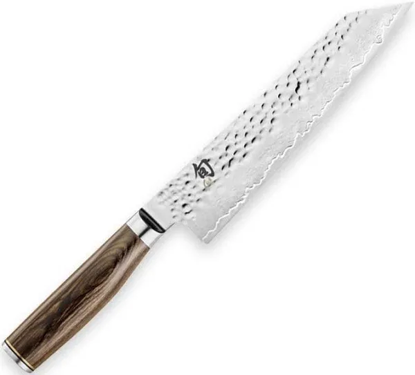 Shun Premier 8" Kiritsuke Knife, Handcrafted Japanese Kitchen Knife, VG-MAX Core with Damascus Stainless Steel Cladding, Pakkawood Handle, Master Chef’s Knife for Professional and Home Chefs