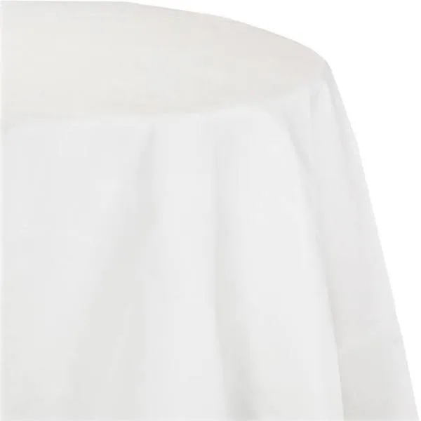 Creative Converting White Lined Round Table Cover