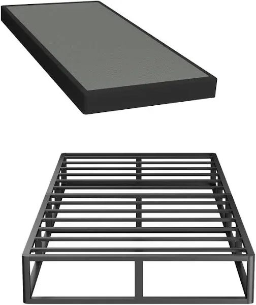 Alwyn Home Ndayisenga 5 Inch Metal Box Spring Basics Mattress Foundation Heavy Duty Steel Slat Bed Frame