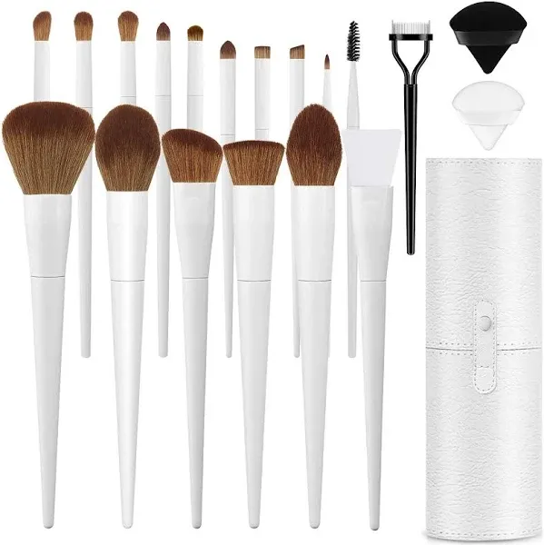 Luxbru Makeup Brushes with Case 20pcs Professional Makeup Brush Set, Foundation Powder Eyeshadow Brush Set Eyebrow Concealer Contour Travel Brushes