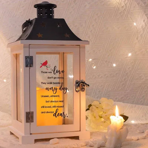 Memorial Lantern, Sympathy Gifts for Loss of Mom/Dad/Loved One, Bereavement Gifts, in Memory of Loved One Lantern,Celebration of Life, Memorial Gifts, Funeral Lantern,Those WE Love Don't GO Away