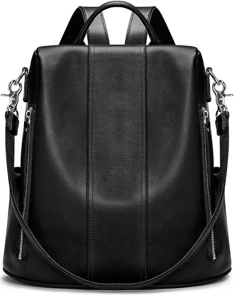 S-ZONE Leather Backpack Purses for Women Antitheft Soft Rucksack Ladies Shoulder Bag