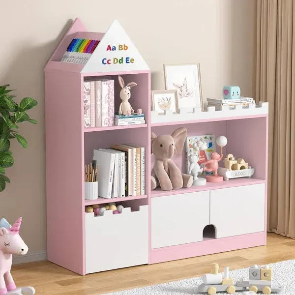 Decofy Wood Kids Castle Bookshelf