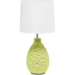 Simple Designs Green Textured Stucco Ceramic Oval Table Lamp