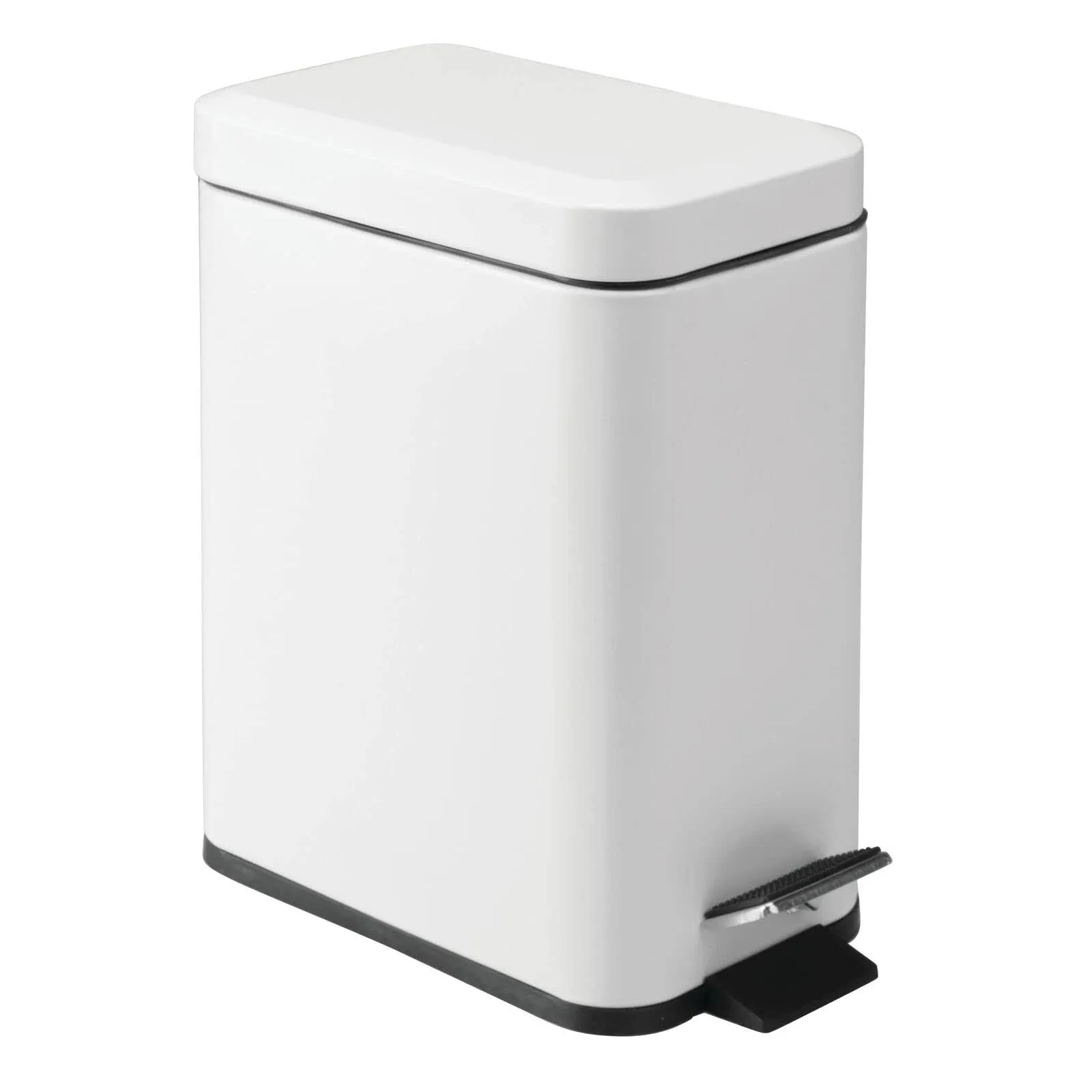 Rectangular  Steel Wastebasket Trash Can with Removable Bucket Insert - White