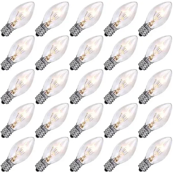 25 Pack C7 Christmas Replacement Light Bulbs