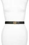 Tory Burch Reversible Leather Logo Belt - Black