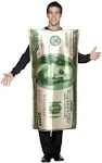 100 Dollar Bill Money Benjamins Adult Halloween Costume One Size