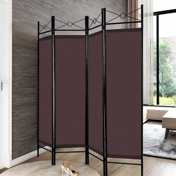 Costway 4 Panel Room Divider Privacy Screen Home Office Fabric Metal Frame