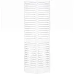 Kimberly Bay Louvered Pine Wood Painted Plantation Bi-Fold Door, 1 in. x 32 in. x 80 in.