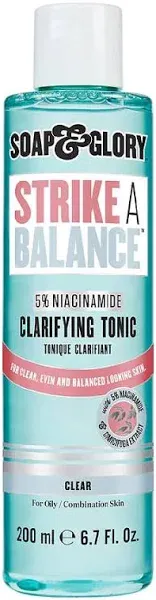 Soap & Glory Strike A Balance Niacinamide Clarifying Skin Toner - Facial Toner for Rebalanced & Refreshed Skin - 5% Niacinamide Toner with Cimicifuga Root - Exfoliating Face Toner (200ml)