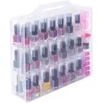 DreamGenius Nail Polish Organizer Case for 48 Bottles, Double Side Gel Nail Polish Holder with Adjustable Dividers, Portable Clear Nail Polish Storage