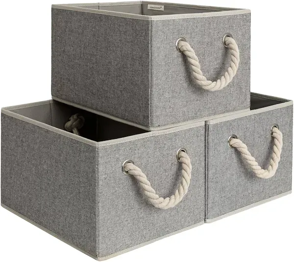 Versatile Closet Organizers with 30-lb Load Capacity - 3-Pack Gray Bins