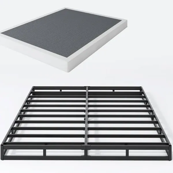 Alwyn Home Ndayisenga 5 Inch Metal Box Spring Basics Mattress Foundation Heavy Duty Steel Slat Bed Frame