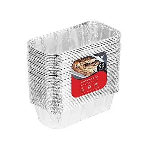 Stock Your Home Aluminum Pans Mini Loaf Pans (50 Pack) 1 Lb Aluminum Foil Tin Pa