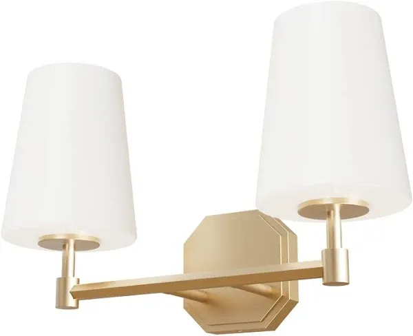 Hunter - Nolita 2-light Brushed Nickel, Medium Size Vanity Light, Dimmable, Modern Style, for Bedrooms, Kitchens, Foyers, Bathrooms - 19879