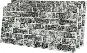 IZODEKOR 3D Wall Panels Brick Effect - Cladding, Stone Look, Styrofoam Facing for Living Room, Kitchen, Bathroom, Balcony, Bedroom and Back of Counter | Farmhouse Style (3 Piece Panel)| Covers 16 sqft