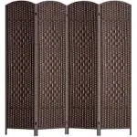 FDW Room Divider Folding Privacy Divider 6 ft Indoor Wall Divider Portable Partition Wood Screen Brown 4 Panel