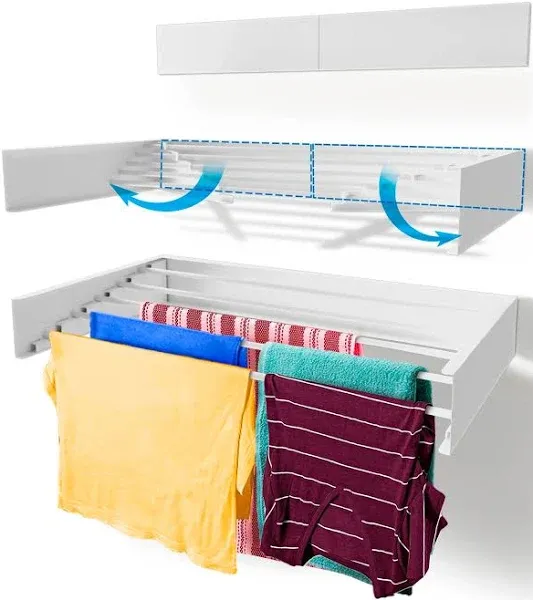 Step Up Products Retractable Wall Mount Indoor/Outdoor Laundry Drying Rack