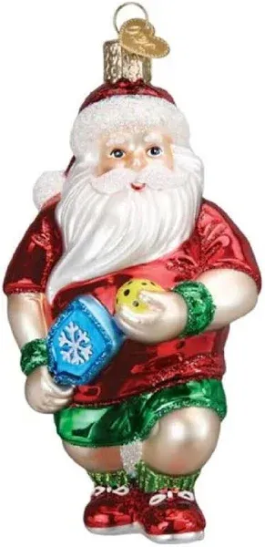 Old World Christmas Pickleball Santa Glass Ornament