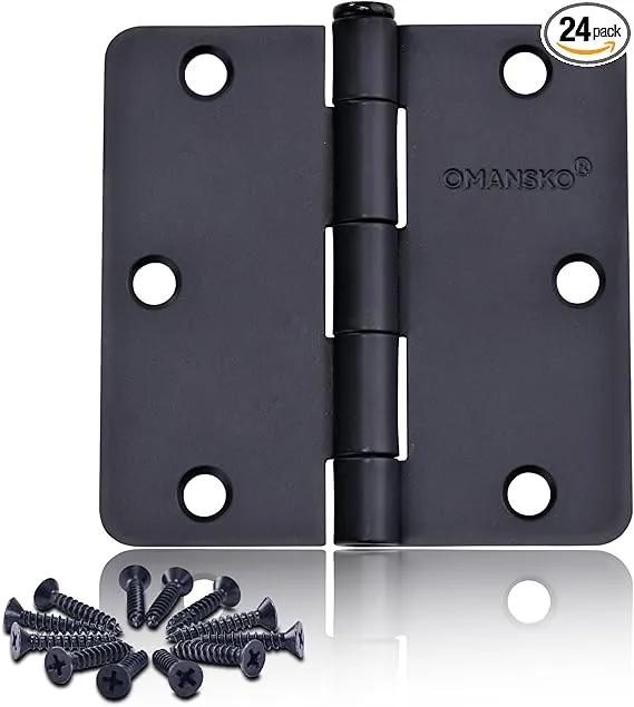 Design House Door Hinge in Matte Black, 3.5-Inch, .25-inch Radius, 10-Pack