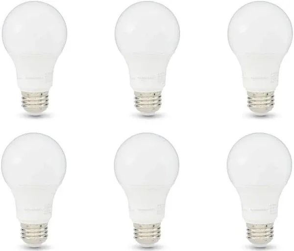 Amazon Basics A19 LED Light Bulbs 75 Watt Equivalent Energy Efficient 12W