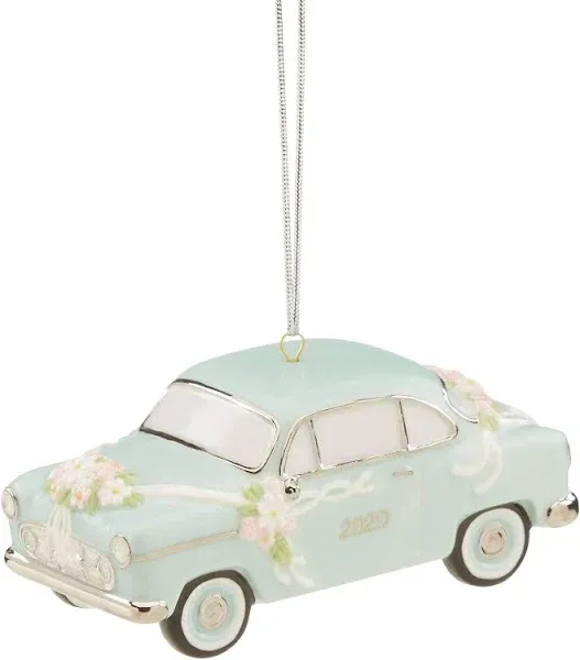 Lenox 2020 Just Married Vintage Car Porcelain Ornament 4&#034; x 1.75&#034; New in Box