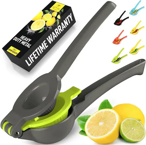 Zulay Kitchen 2-in-1 Lemon Squeezer, Bright Yellow and Red