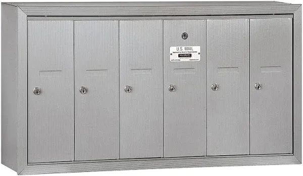 Vertical Mailbox 6 Doors Aluminum Surface Mounted Private Access