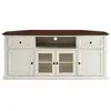 Shelby 60" Corner Tv Stand, White With Mahogany Top