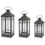 Lantern Set of 3: 14"H, 17"H, 20"H Metal/Glass Lanterns for Indoor/Outdoor Use