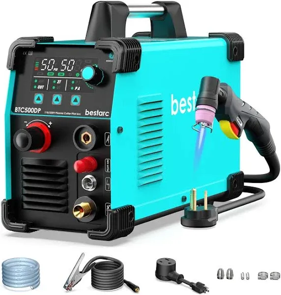 bestarc Plasma Cutter, Pilot Arc BTC500DP 7th Generation 50Amps Screen Displa...