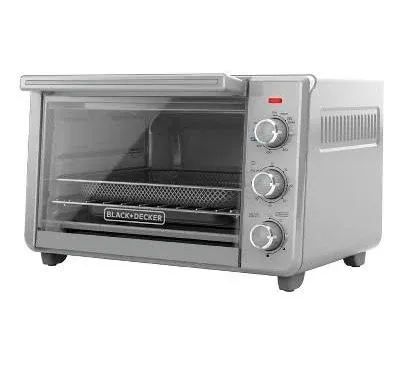 ZA@ BLACK &amp; DECKER 6-Slice Crisp &#039;N Bake Air Fry Toaster Oven Silver TO3217SS (S