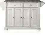 Crosley Alexandria Solid Granite Top Kitchen Island, White