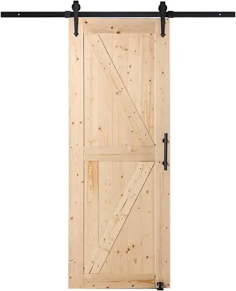 VEVOR Barn Door and Hardware Kit 84 Wood and Glass Sliding Barn Door