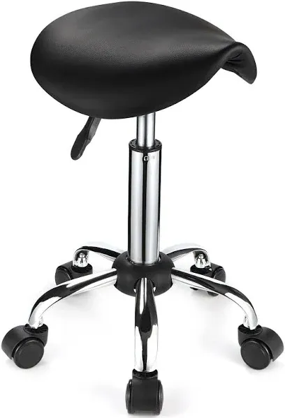 Adjustable Rolling Saddle Stool with Wheels