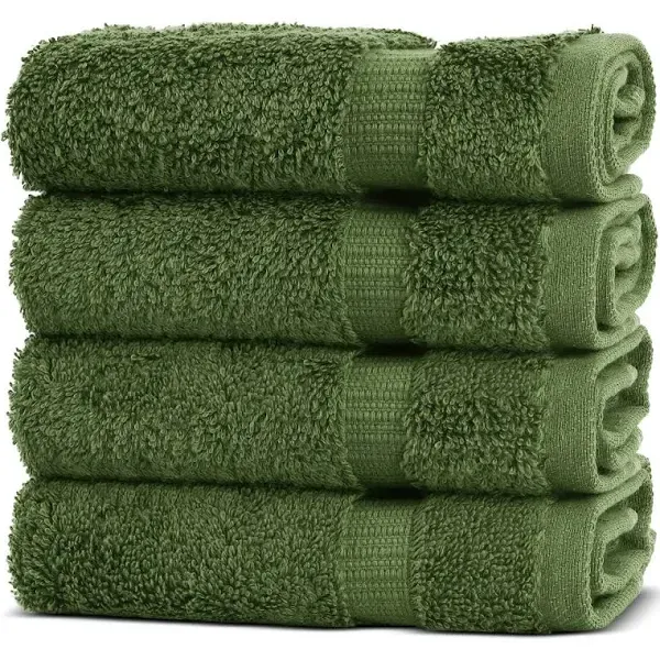 Chakir Turkish Linens | Hotel & Spa Quality 100% Cotton Premium Turkish Towels | Soft & Absorbent (4-Piece Washcloths, Moss)