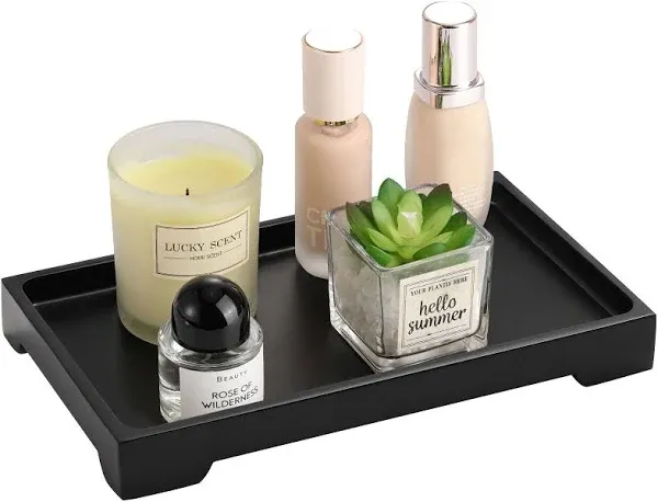 Luxspire Vanity Tray, Bathroom Tray Resin Matte Black Modern Decor Holder