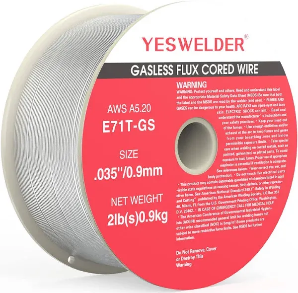 YESWELDER Flux Core Gasless Mig Wire, Mild Steel E71TGS .030-Diameter, 2-Pound S