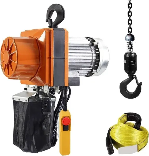 BestEquip Electric Chain Hoist, 2200 lbs/1 ton 10 ft Lifting Height, 120V Electric Hoist Single Phase Overhead Crane with G100 Chain, 10 ft Wired Remote Control for Garage, Shop, Hotel, Home