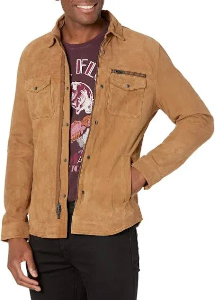 John Varvatos Men's Shilo Light Suede Shirt Jacket