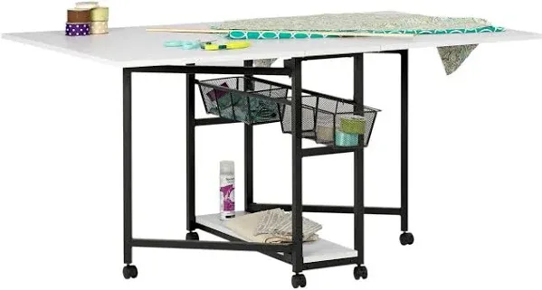 Studio Designs Sew Ready Fabric Sewing/Cutting Standing Table with Organizers - 58.75" W x 36.5" D x 30" H - Charcoal / White