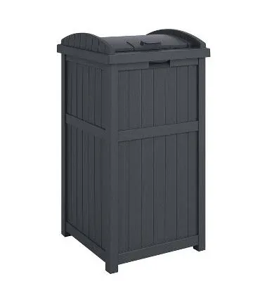 Suncast Trash Hideaway Refuse Container, Stylish Resin Outdoor Garbage Bin wi...