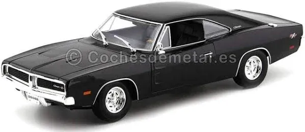 1969 Dodge Charger R/T Black 1/18 Diecast Model Car by Maisto